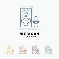 Live. mic. microphone. record. sound 5 Color Line Web Icon Template isolated on white. Vector illustration