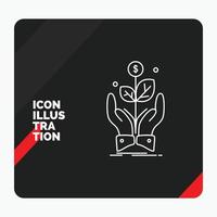 Red and Black Creative presentation Background for business. company. growth. plant. rise Line Icon vector