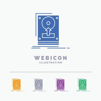 install. drive. hdd. save. upload 5 Color Glyph Web Icon Template isolated on white. Vector illustration