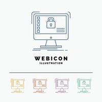 secure. protection. safe. system. data 5 Color Line Web Icon Template isolated on white. Vector illustration