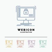 secure. protection. safe. system. data 5 Color Line Web Icon Template isolated on white. Vector illustration