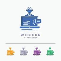 support. chat. customer. service. help 5 Color Glyph Web Icon Template isolated on white. Vector illustration