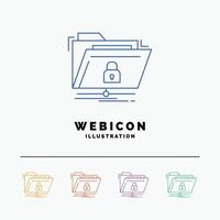 encryption. files. folder. network. secure 5 Color Line Web Icon Template isolated on white. Vector illustration