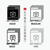 software. aplicación solicitud. expediente. icono del programa en fino. regular. línea en negrita y estilo de glifo. ilustración vectorial vector