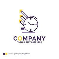 Company Name Logo Design For detection. inspection. of. regularities. research. Purple and yellow Brand Name Design with place for Tagline. Creative Logo template for Small and Large Business. vector