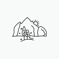 Cerro. paisaje. naturaleza. montaña. icono de línea de árbol. ilustración vectorial aislada vector