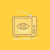 anuncio. transmisión. marketing. televisión. icono lleno de línea plana de tv. hermoso botón de logotipo sobre fondo amarillo para ui y ux. sitio web o aplicación móvil vector