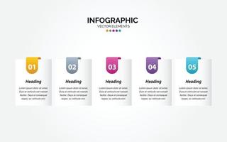 diseño de flecha infográfica horizontal con 5 opciones o pasos. vector