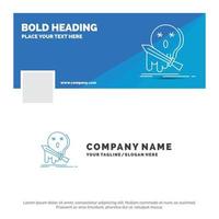 Blue Business Logo Template for Death. frag. game. kill. sword. Facebook Timeline Banner Design. vector web banner background illustration