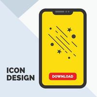 star. shooting star. falling. space. stars Glyph Icon in Mobile for Download Page. Yellow Background vector