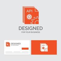 Business logo template for Api. app. coding. developer. software. Orange Visiting Cards with Brand logo template. vector