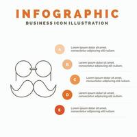 moustache. Hipster. movember. glasses. men Infographics Template for Website and Presentation. Line Gray icon with Orange infographic style vector illustration