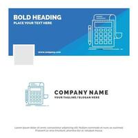 Blue Business Logo Template for Accounting. audit. banking. calculation. calculator. Facebook Timeline Banner Design. vector web banner background illustration