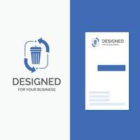 Business Logo for waste. disposal. garbage. management. recycle. Vertical Blue Business .Visiting Card template. vector