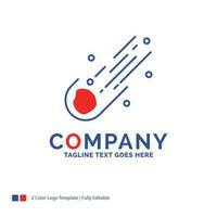 Company Name Logo Design For Asteroid. astronomy. meteor. space. comet. Blue and red Brand Name Design with place for Tagline. Abstract Creative Logo template for Small and Large Business. vector