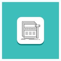 Round Button for Internet. page. web. webpage. wireframe Line icon Turquoise Background vector