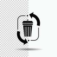 waste. disposal. garbage. management. recycle Glyph Icon on Transparent Background. Black Icon vector