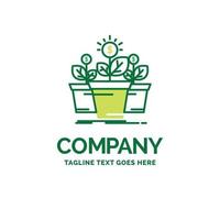 growth. money. plant. pot. tree Flat Business Logo template. Creative Green Brand Name Design. vector