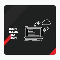 Red and Black Creative presentation Background for sync. processing. data. dashboard. arrows Line Icon vector