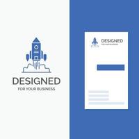 Business Logo for Rocket. spaceship. startup. launch. Game. Vertical Blue Business .Visiting Card template. vector