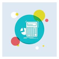 calculator. calculation. math. progress. graph White Glyph Icon colorful Circle Background vector