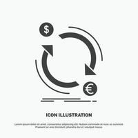 exchange. currency. finance. money. convert Icon. glyph vector gray symbol for UI and UX. website or mobile application