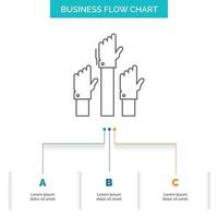 Aspiration. business. desire. employee. intent Business Flow Chart Design with 3 Steps. Line Icon For Presentation Background Template Place for text vector