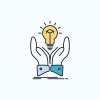 idea. ideas. creative. share. hands Flat Icon. green and Yellow sign and symbols for website and Mobile appliation. vector illustration