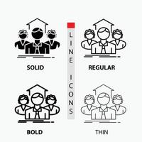 Team. Business. teamwork. group. meeting Icon in Thin. Regular. Bold Line and Glyph Style. Vector illustration