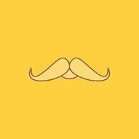moustache. Hipster. movember. male. men Flat Line Filled Icon. Beautiful Logo button over yellow background for UI and UX. website or mobile application vector