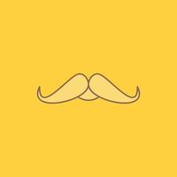 moustache. Hipster. movember. male. men Flat Line Filled Icon. Beautiful Logo button over yellow background for UI and UX. website or mobile application vector