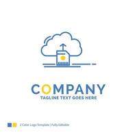 cloud. upload. save. data. computing Blue Yellow Business Logo template. Creative Design Template Place for Tagline. vector