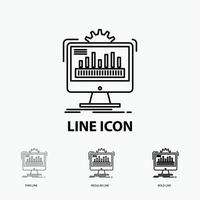 dashboard. admin. monitor. monitoring. processing Icon in Thin. Regular and Bold Line Style. Vector illustration