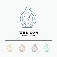 Done. fast. optimization. speed. sport 5 Color Line Web Icon Template isolated on white. Vector illustration