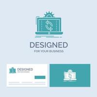 data. processing. Analysis. reporting. sync Business Logo Glyph Icon Symbol for your business. Turquoise Business Cards with Brand logo template. vector