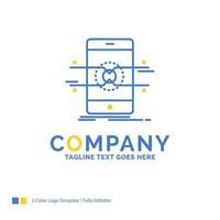Api. interface. mobile. phone. smartphone Blue Yellow Business Logo template. Creative Design Template Place for Tagline. vector
