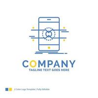 Api. interface. mobile. phone. smartphone Blue Yellow Business Logo template. Creative Design Template Place for Tagline. vector