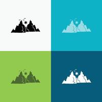 mountain. landscape. hill. nature. sun Icon Over Various Background. glyph style design. designed for web and app. Eps 10 vector illustration