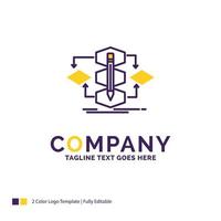 Company Name Logo Design For Algorithm. design. method. model. process. Purple and yellow Brand Name Design with place for Tagline. Creative Logo template for Small and Large Business. vector