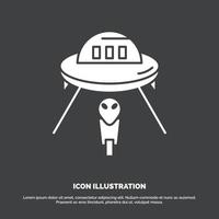 extraterrestre. espacio. OVNI. astronave. icono de Marte. símbolo de vector de glifo para ui y ux. sitio web o aplicación móvil