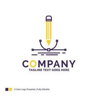 Company Name Logo Design For illustration. design. pen. graphic. draw. Purple and yellow Brand Name Design with place for Tagline. Creative Logo template for Small and Large Business. vector
