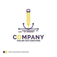 Company Name Logo Design For illustration. design. pen. graphic. draw. Purple and yellow Brand Name Design with place for Tagline. Creative Logo template for Small and Large Business. vector