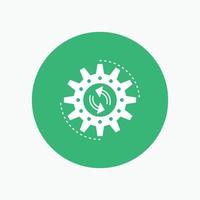 management. process. production. task. work White Glyph Icon in Circle. Vector Button illustration