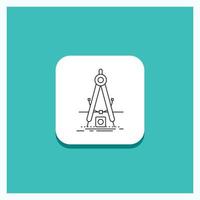 Round Button for Design. measure. product. refinement. Development Line icon Turquoise Background vector