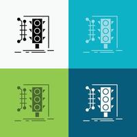 City. management. monitoring. smart. traffic Icon Over Various Background. glyph style design. designed for web and app. Eps 10 vector illustration