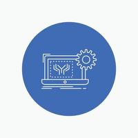 Blueprint. circuit. electronics. engineering. hardware White Line Icon in Circle background. vector icon illustration