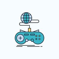 Game. gaming. internet. multiplayer. online Flat Icon. green and Yellow sign and symbols for website and Mobile appliation. vector illustration