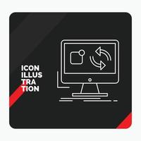 fondo de presentación creativa rojo y negro para actualización. aplicación solicitud. Instalar en pc. icono de línea de sincronización vector