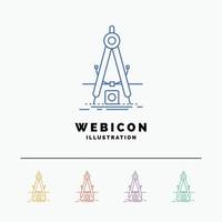 Design. measure. product. refinement. Development 5 Color Line Web Icon Template isolated on white. Vector illustration