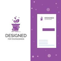 Business Logo for dollar. growth. pot. profit. business. Vertical Purple Business .Visiting Card template. Creative background vector illustration